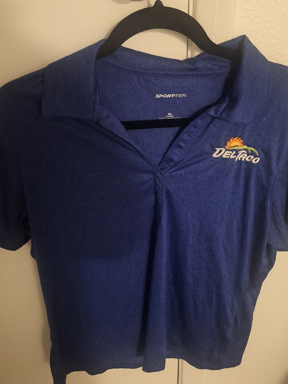 Womens Del Taco Employee Uniform Royal Blue Polo